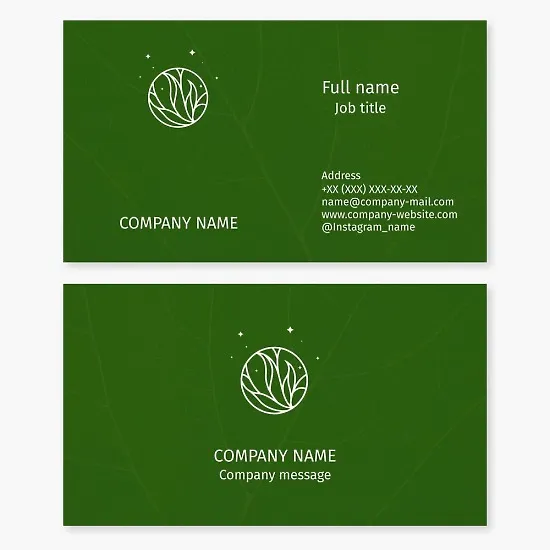 Business card template. Eco-friendly company. Growing and selling plants for home and office use.