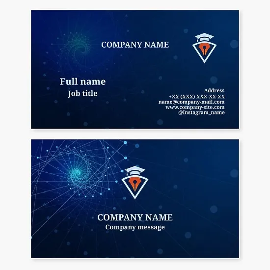 Business card template. Education, science, academic achievements, journalism, consulting, training.