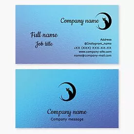 Business card template Abstract. Black cat.