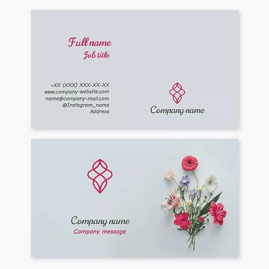 Business card template Flowers, bouquets, wreaths