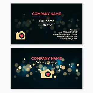 Photography Camera Heart Business Card Template