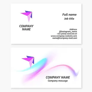 Generic business card template. Flight, movement, children's airplane.