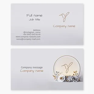 Business card template with a Hummingbird design