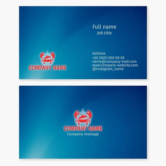 Business card template. Seafood restaurant.