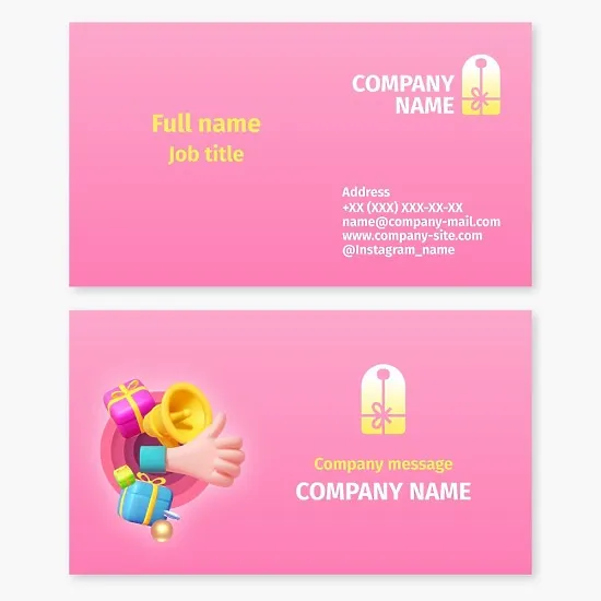 Business card template. Gift shop. Holiday product packaging. Promotional items.