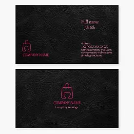 Business card template. Products made from genuine leather.