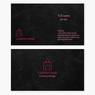 Business card template. Products made from genuine leather.