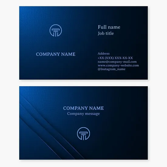 Business card template. Law firm. Lawyer, advocate. Capital Roman Column. Letter O.