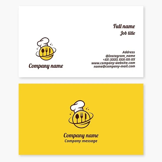 Business card. Restaurant, cafe, chef, fast food.