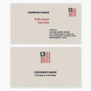 Business card template in vintage style. Patriotism. USA flag with palm tree.