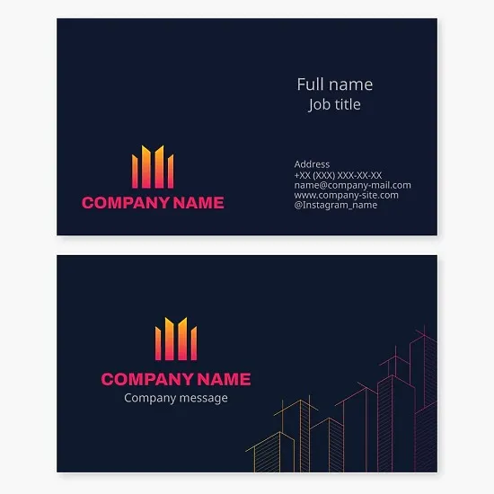 Business card template. Construction company.