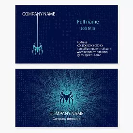 Business card template. Spider. Cybersecurity.