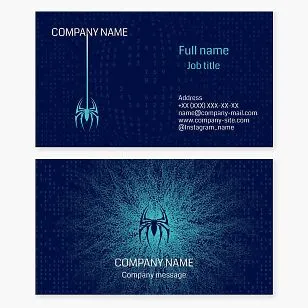Business card template. Spider. Cybersecurity.