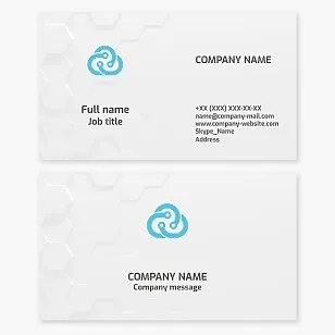 Business card template: Cloud computing. Data center. Data storage. Servers.