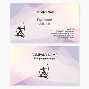 Business card template. Artemis, goddess of the hunt and wildlife. Abstract. A symbol of independence, strength, femininity, protection, and connection with nature.
