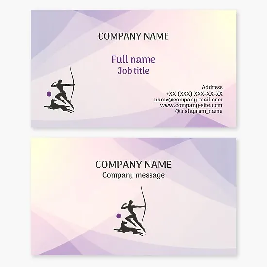 Business card template. Artemis, goddess of the hunt and wildlife. Abstract. A symbol of independence, strength, femininity, protection, and connection with nature.