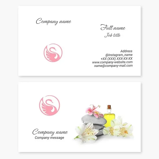 Health and Wellness Business Card Template. Spa Company. Swan. Letter O.