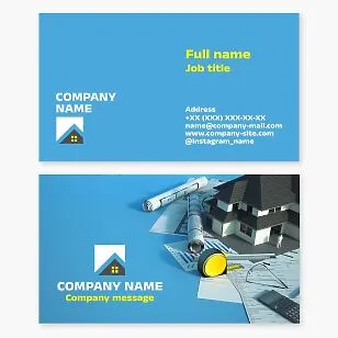 Business card template. Design and construction of houses, buildings and structures.