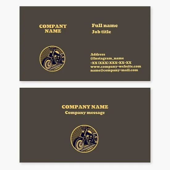 Vintage style business card template. Motorcycle shop.