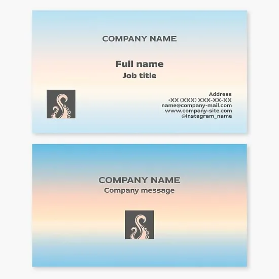 Business card template. Octopus tentacles. Symbol of royalty, victory, and wealth. Seafood.