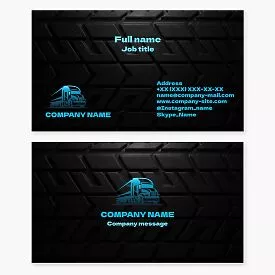 Business card template. Truck, tire, freight transportation. Truck tires.