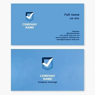 Shield Check Logo Business Card Template. Accounting, Checking, Auditing.
