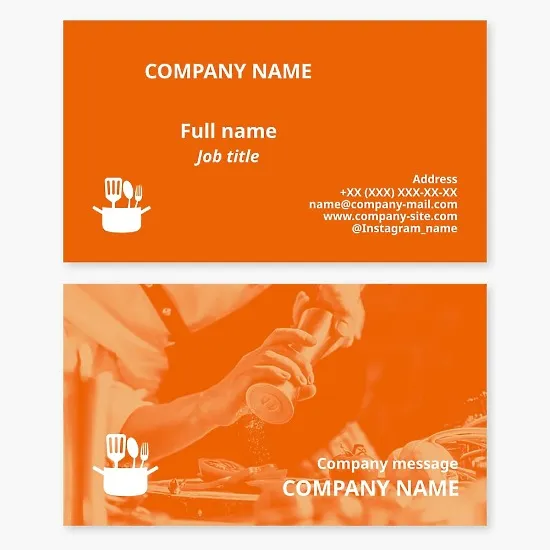 Business card template. Café, canteen, buffet, fast food establishment.