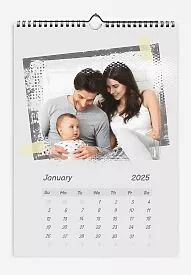 Calendar template Happy parents and their long-awaited son