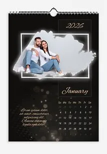 Lovers Calendar Template. Framed glowing photographs with quotes from the young couple.