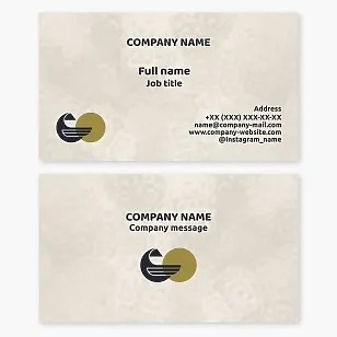 Abstract design business card template. Art gallery. Bowl, sun.