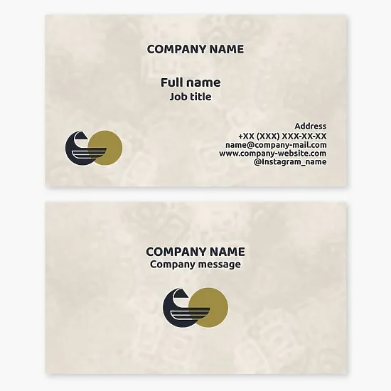 Abstract design business card template. Art gallery. Bowl, sun.