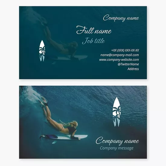 Business card template Surfing, Surf, board