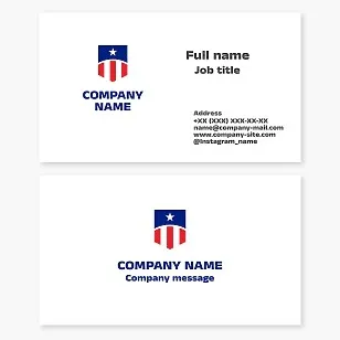 Business card template. Patriotism. Stylized US flag.
