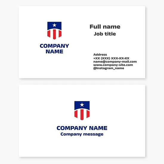 Business card template. Patriotism. Stylized US flag.