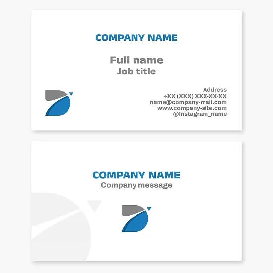 Business card template. Abstract. Flying cursor/arrow/airplane. Letter D.