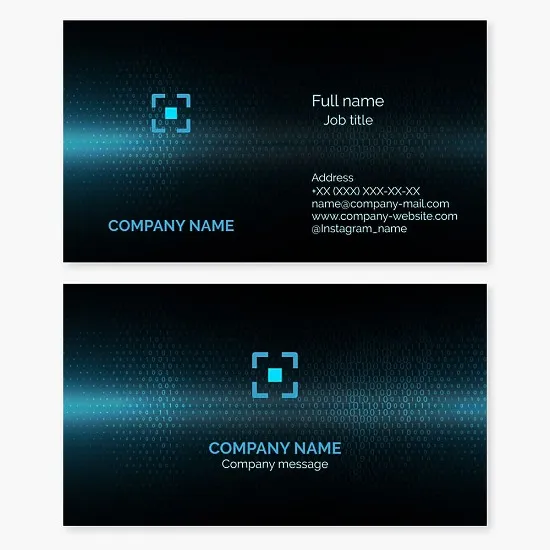 Business card template. Abstract with a digital theme. Pixel focus.