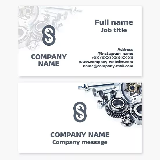 Auto repair shop. Spare auto parts. Business card template