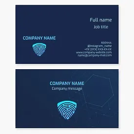 Business card template for electronics, information security, cyber security digital data