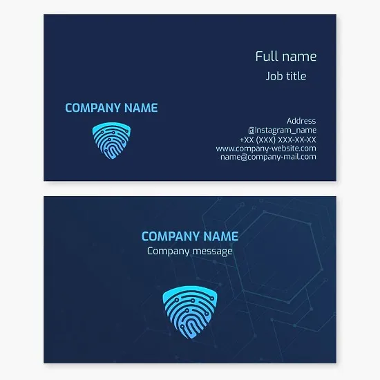 Business card template for electronics, information security, cyber security digital data