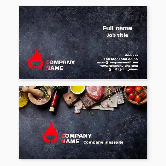 Business card template. Barbecue restaurant. Organizing outdoor barbecues. Barbecue supply store.
