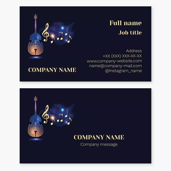 Business card template Music, cello, sheet music