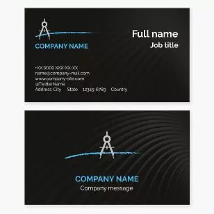 Stylish Black Business Card with Compass Logo