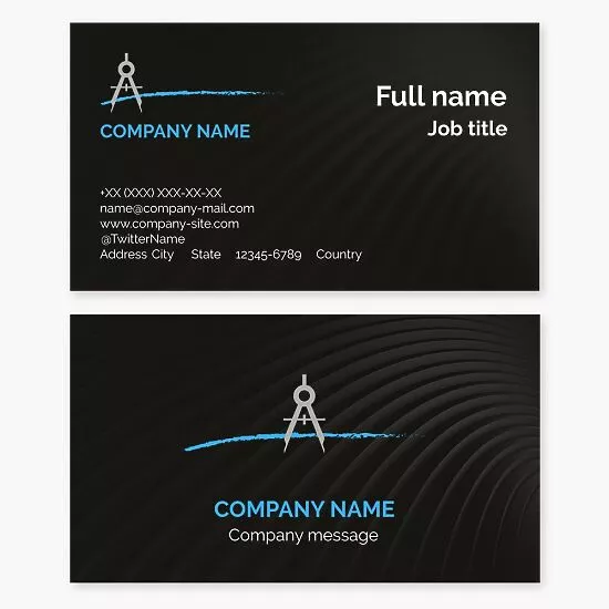 Stylish Black Business Card with Compass Logo