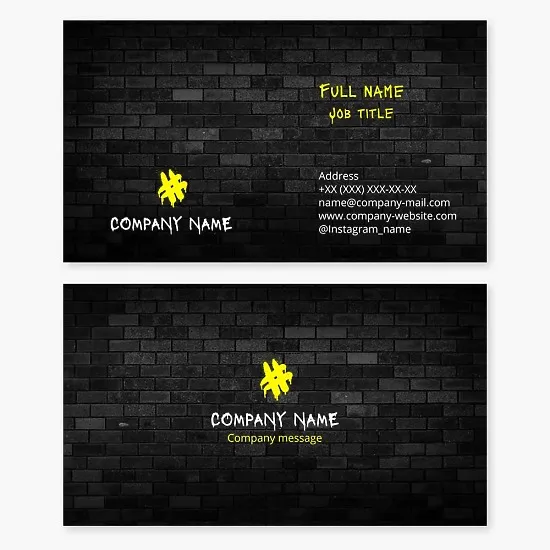 Business card template. Informal youth association.