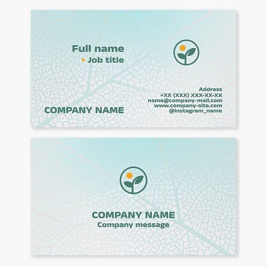 Business card template. Plant, sun. Agricultural company. Letter O.