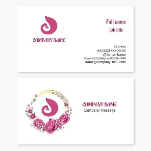 Business card template Pink fox, beauty