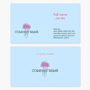 Business card template. Jellyfish. Children's aqua center.