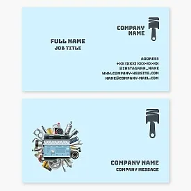 Business card template Piston, car parts