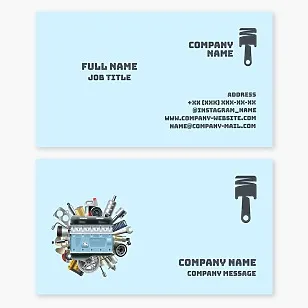 Business card template Piston, car parts