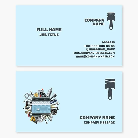 Business card template Piston, car parts